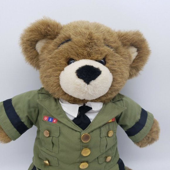 Build A Bear Bearemy Military USA Dress Uniform Stuffed Plush Animal Brown Toy - Picture 11 of 11